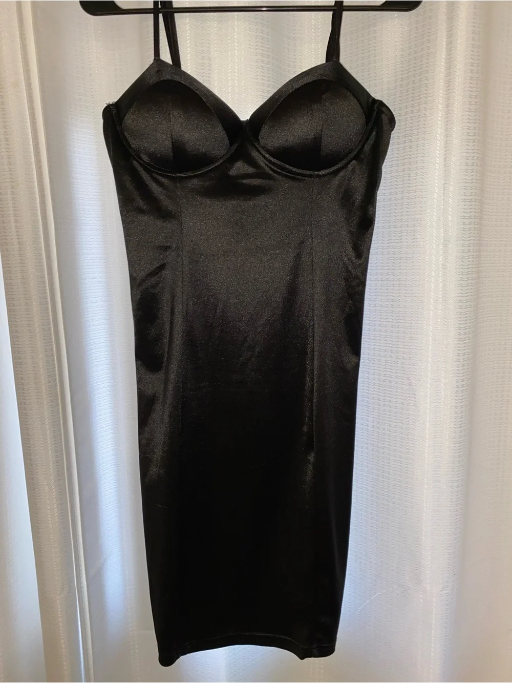 Black Satin Bodycon Slip Dress - Women large - Picture 4 of 4